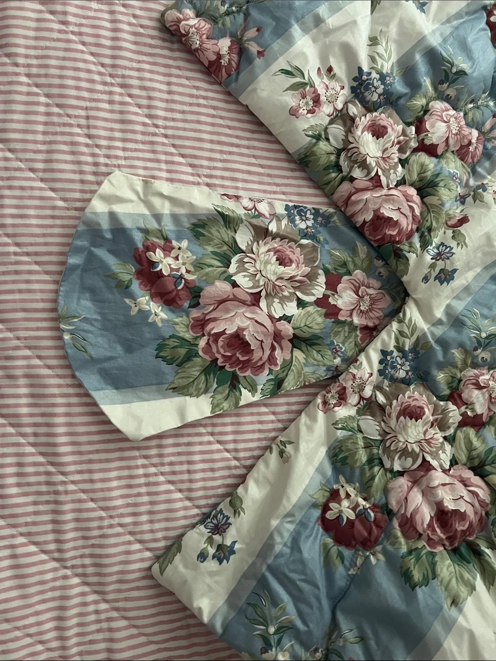 Ethan Allen Custom Bedding Shams Floral Strip Victorian Cottagecore Shabby Chic